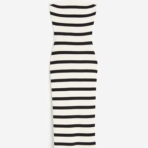 H&M Black and White Striped Midi Dress
